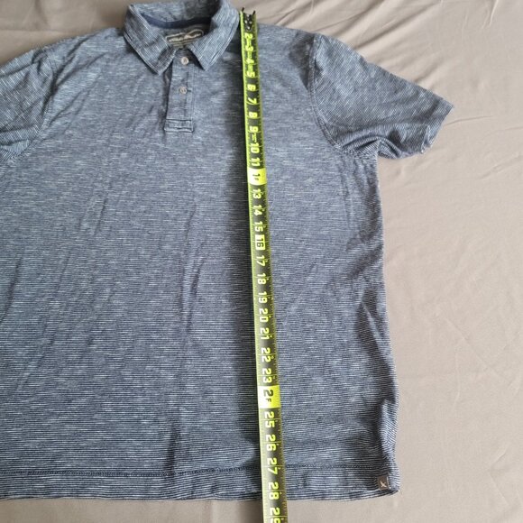 Eddie Bauer Shirt Mens L Blue Striped Outdoor Cotton Polo Golf Hiking Comfort - Picture 6 of 11